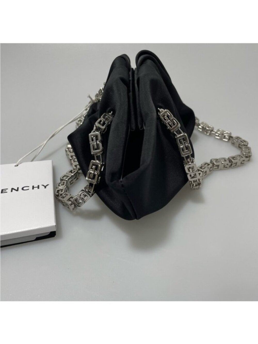 Givenchy Kenny Mini Silk Top Handle Bag Black Silver - Picture 6 of 9